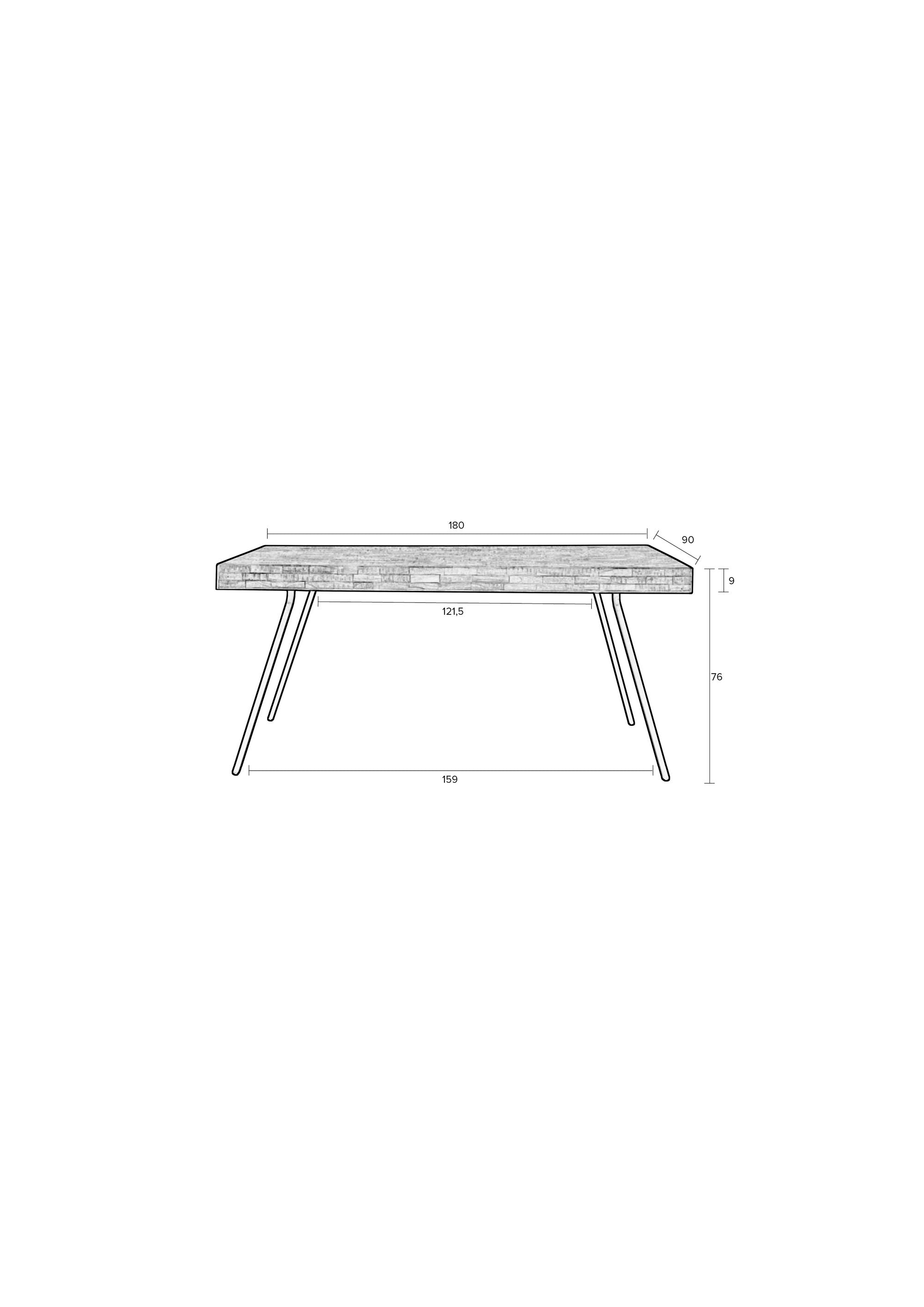 Suri Natural Teak Wood Rectangle Dining Table 180cm